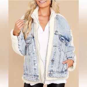 NWT Anthropologie Blank NYC  Bear Hug Denim Sherpa Jacket
